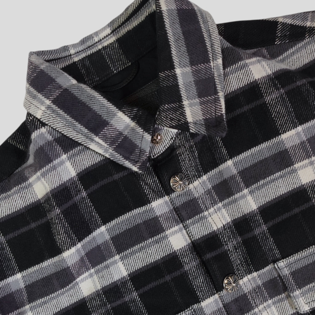 Chrome Hearts Padded Flannel Shirt in Black/White