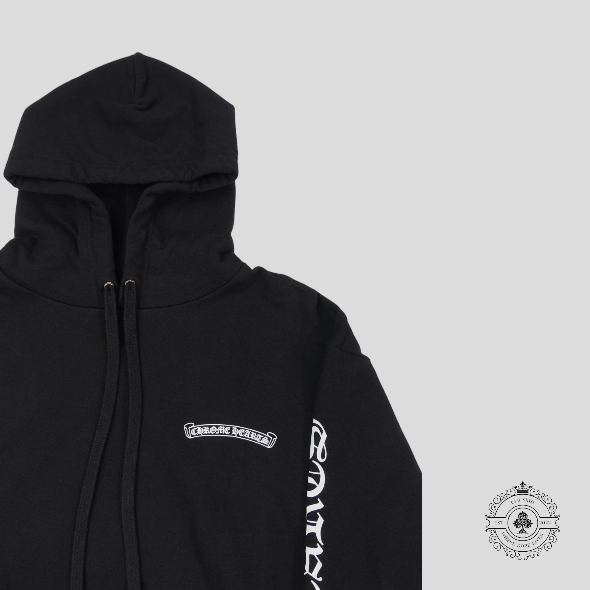 Chrome Hearts Scroll Logo Hoodie in Black