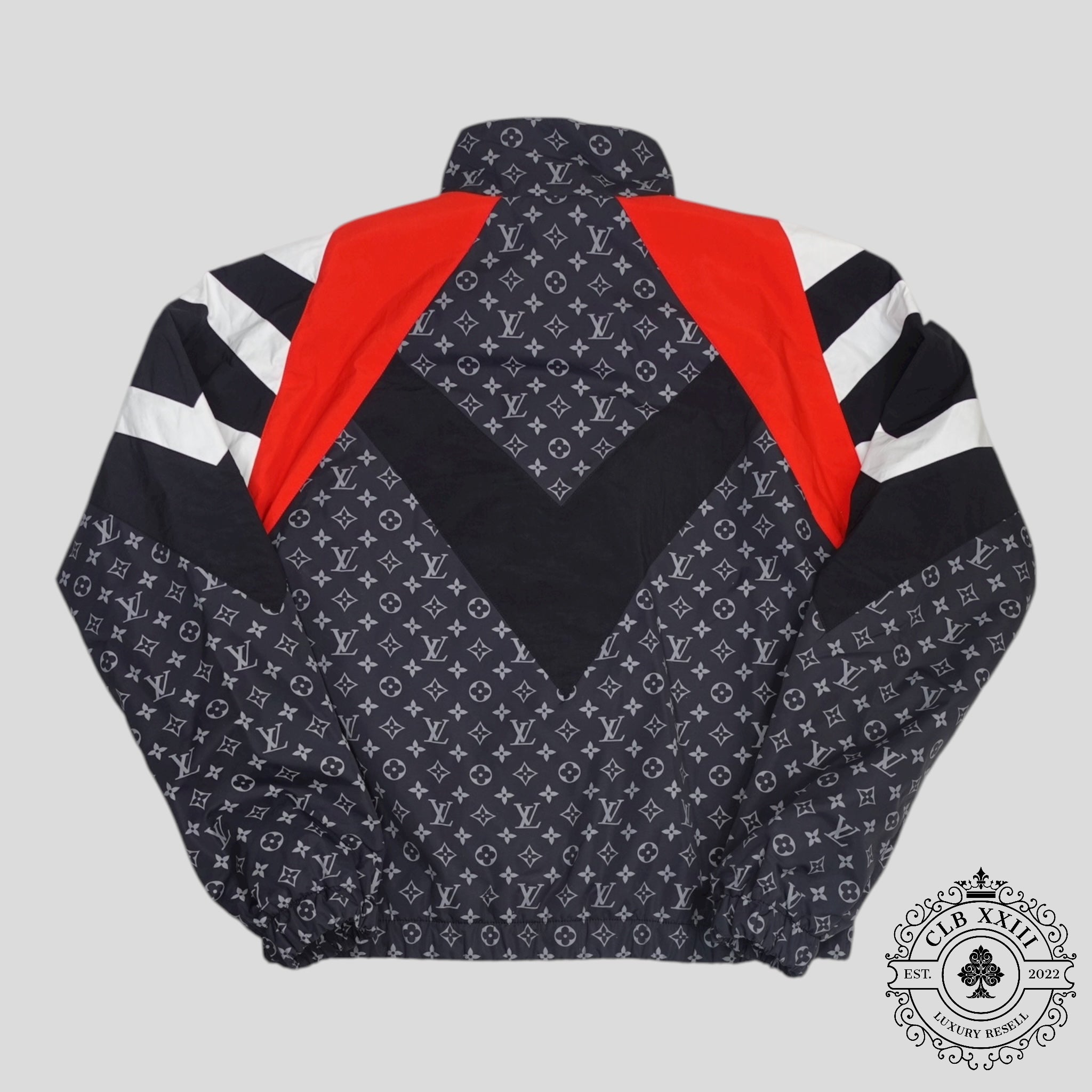 Louis Vuitton Monogram Nylon Printed Track Top in Black