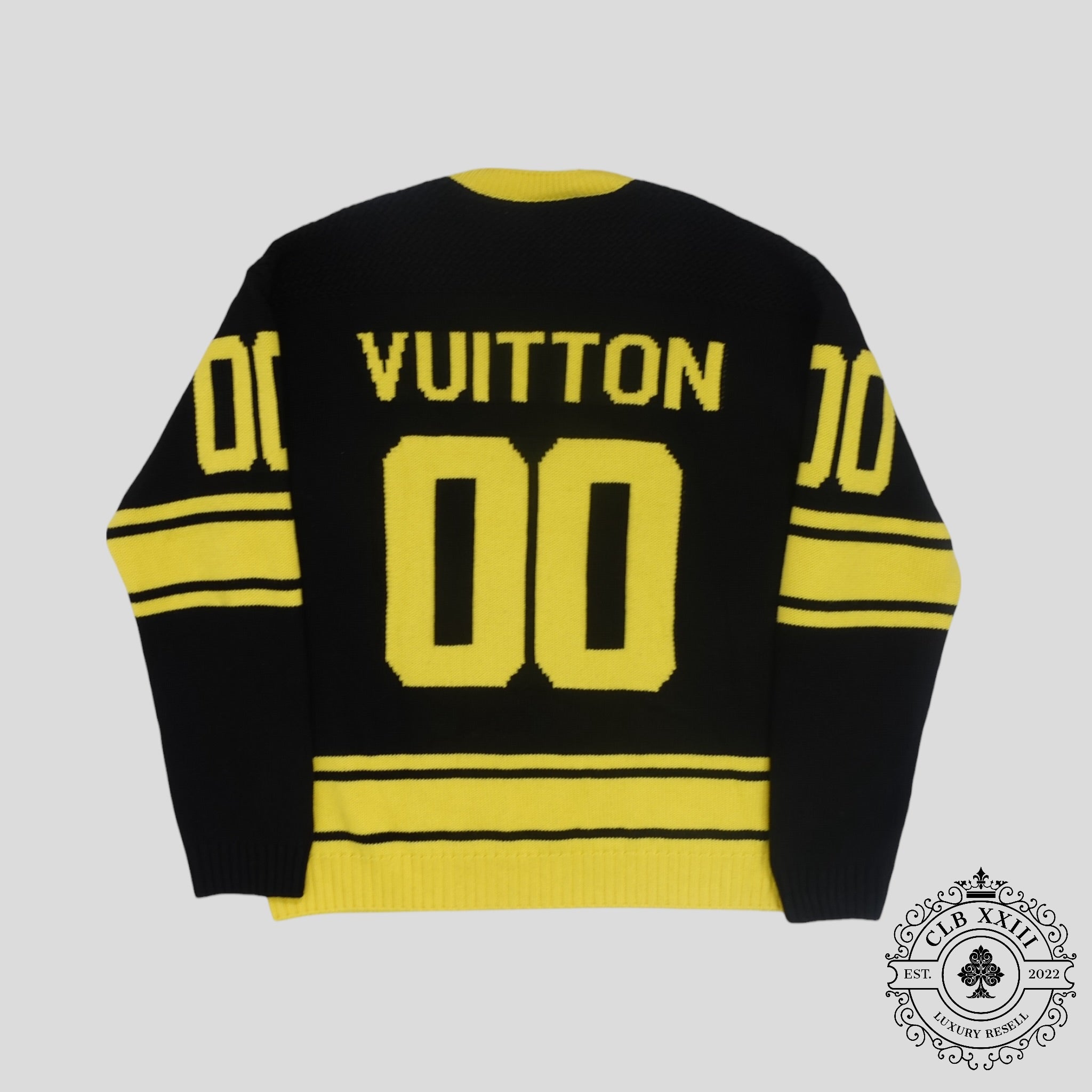 Louis Vuitton Intarsia Football Sweater in Black/Yellow