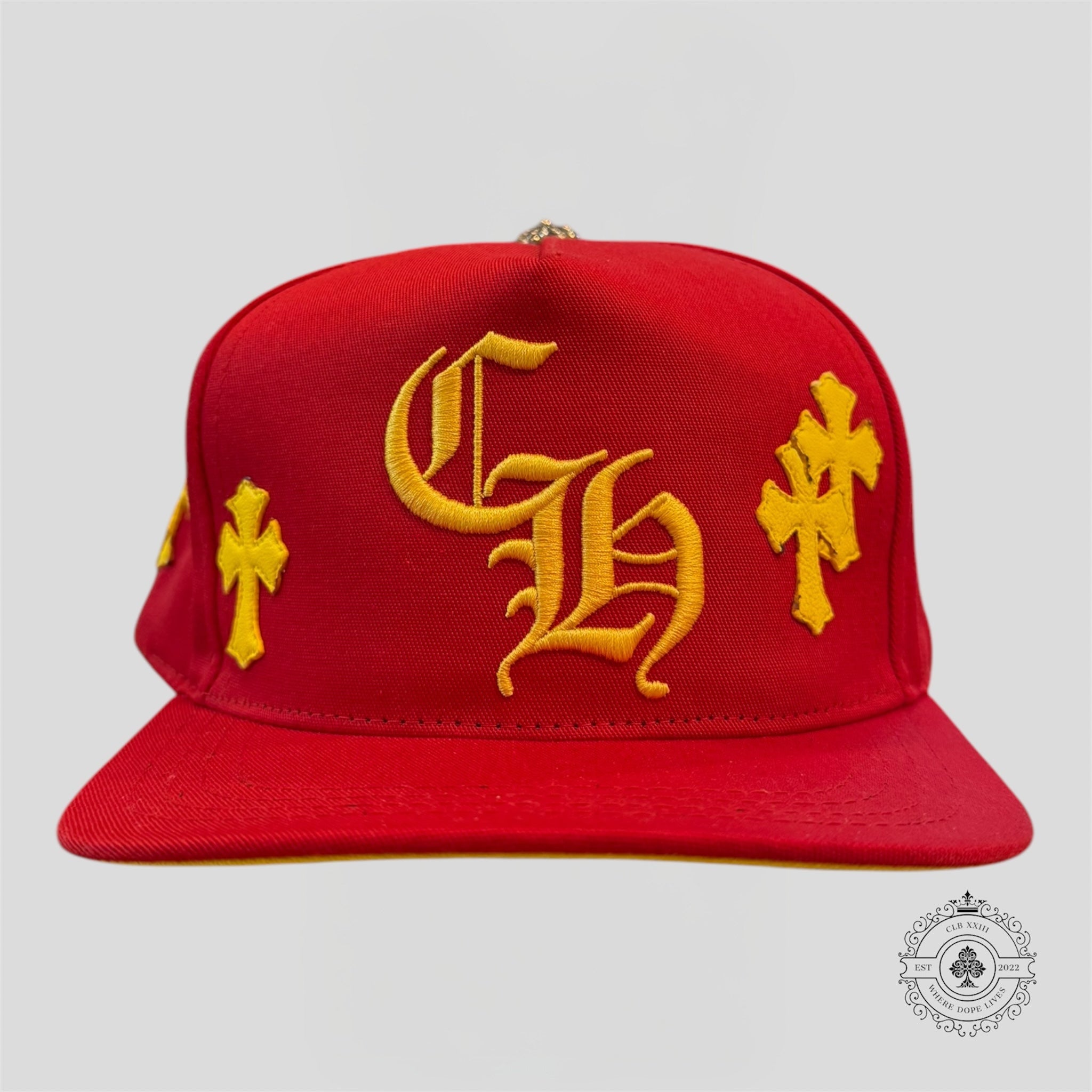 Chrome Hearts Cross Patch Hat in Red / Yellow