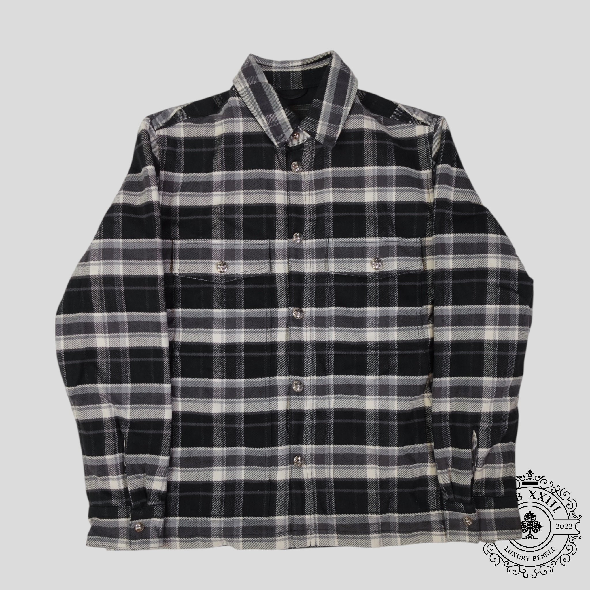 Chrome Hearts Padded Flannel Shirt in Black/White