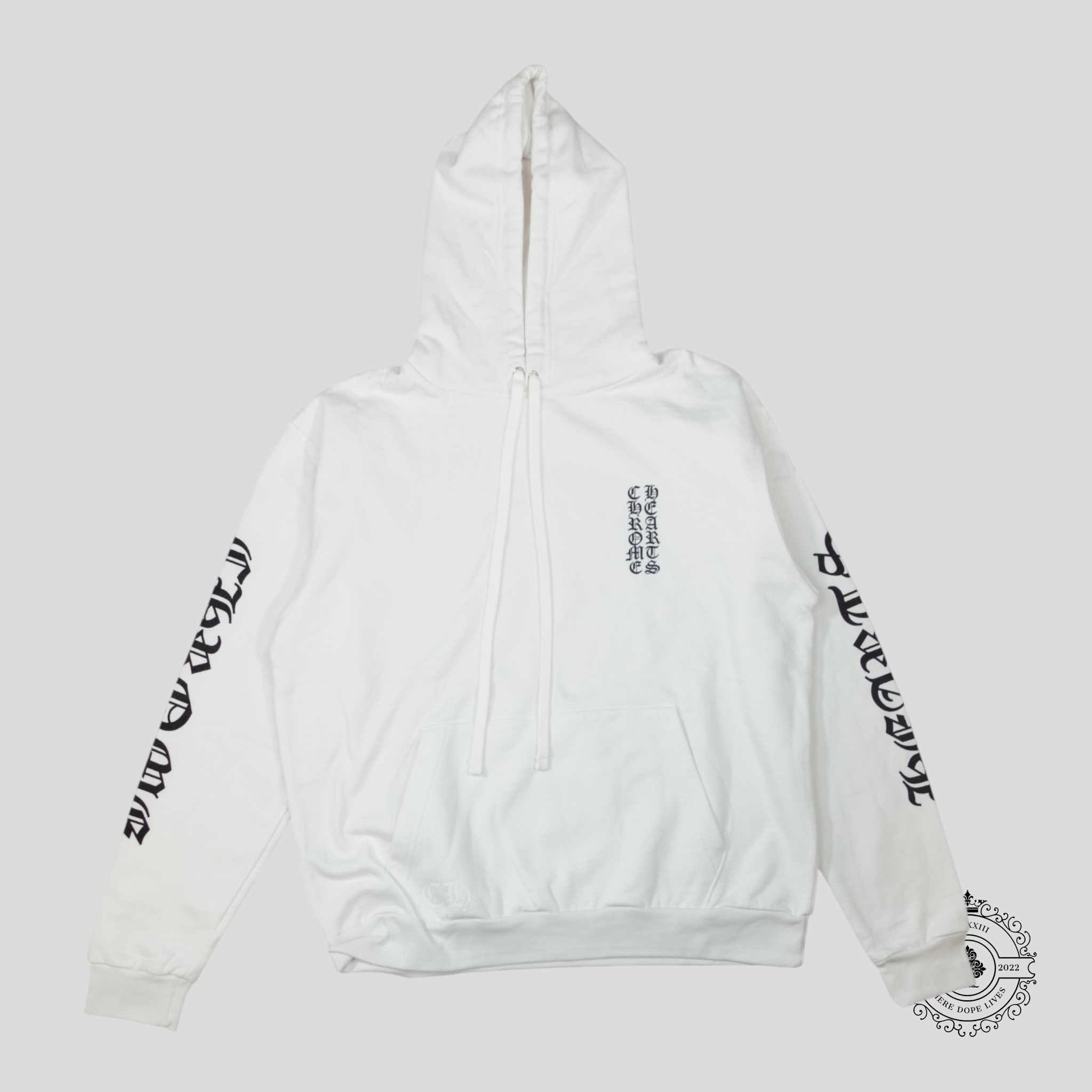 Chrome Hearts Vertical Logo Hoodie in White