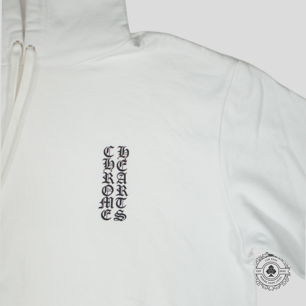 Chrome Hearts Vertical Logo Hoodie in White