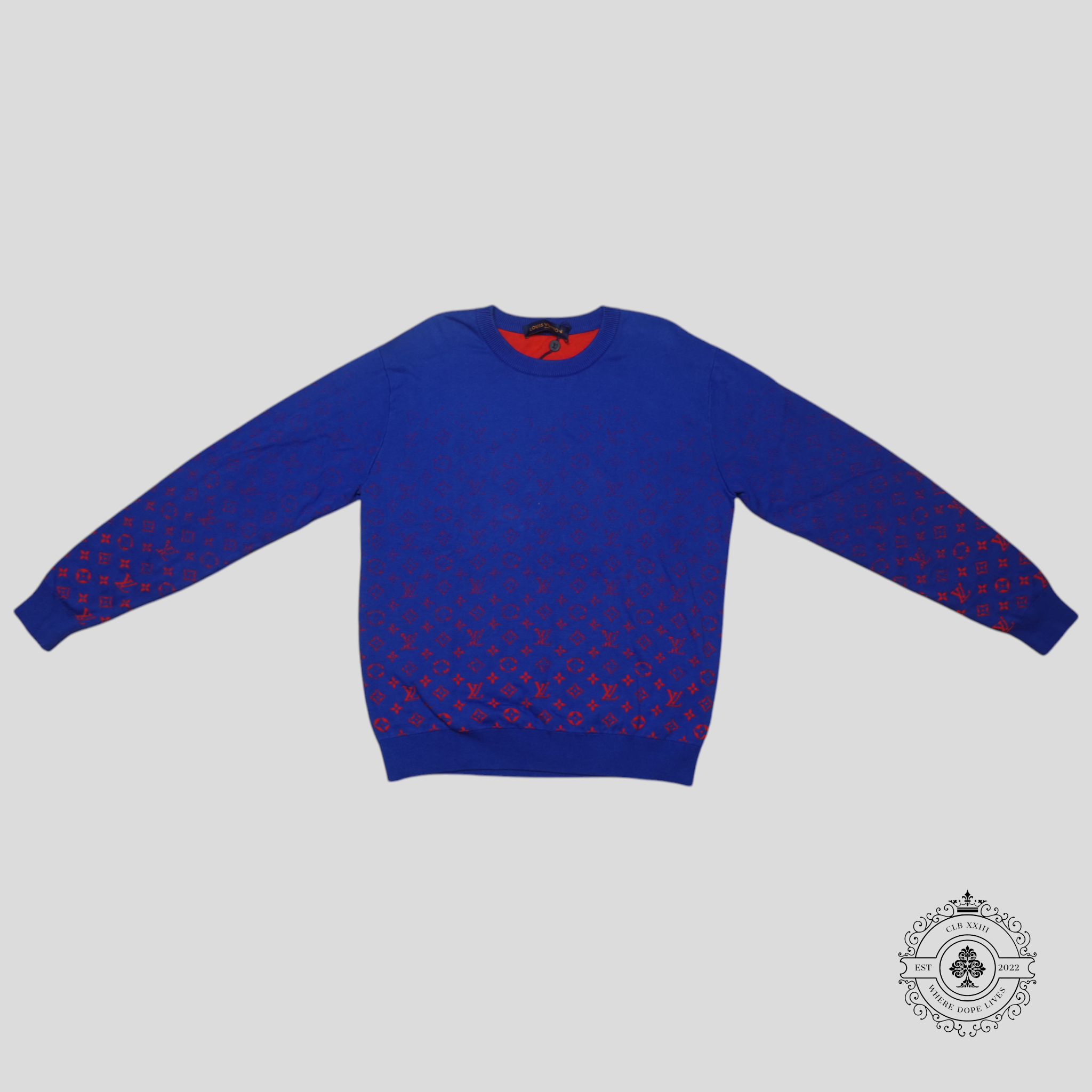 Louis Vuitton Monogram Degrade Jacquard Sweater in Blue/Red