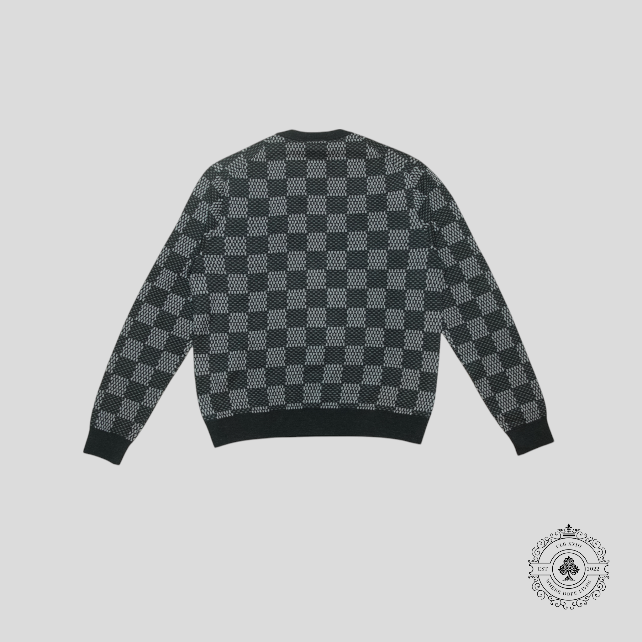Louis Vuitton Big Damier Merino Crewneck in Black/Grey
