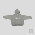 Celine Homme Logo Knit Wool Hoodie in Grey