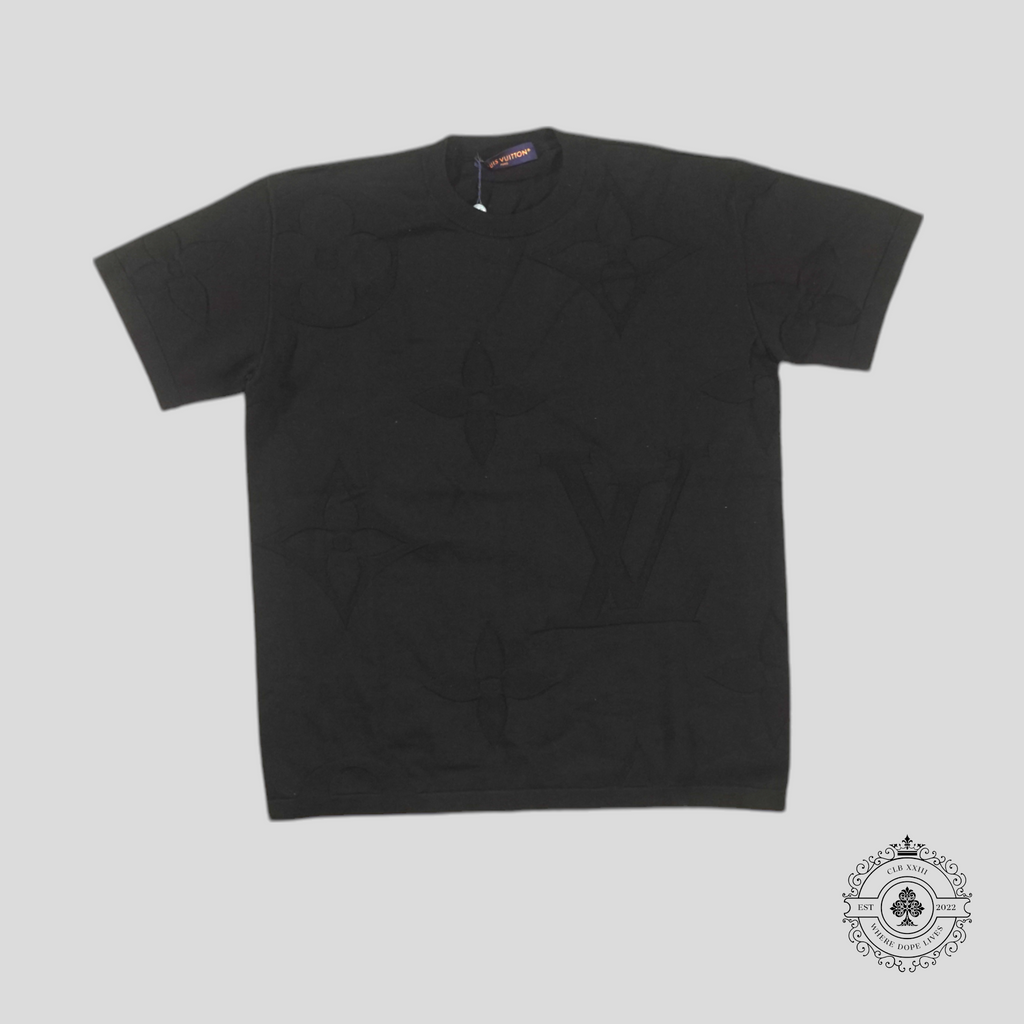 Louis Vuitton Monogram Macro Jacquard Short Sleeve Crewneck in Black