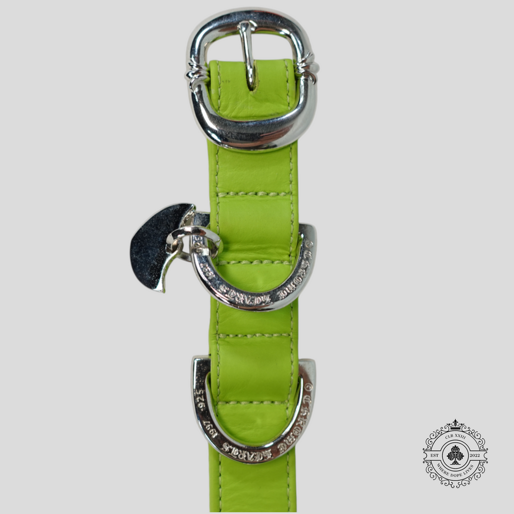 Chrome Hearts Leather Dog Collar in Green