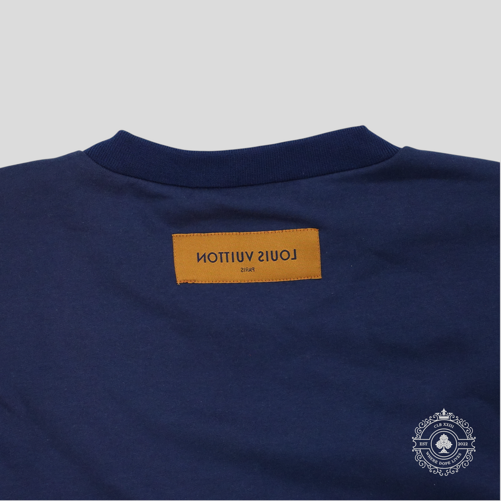 Louis Vuitton Stitch Print Embroidered Sweatshirt in Navy Blue