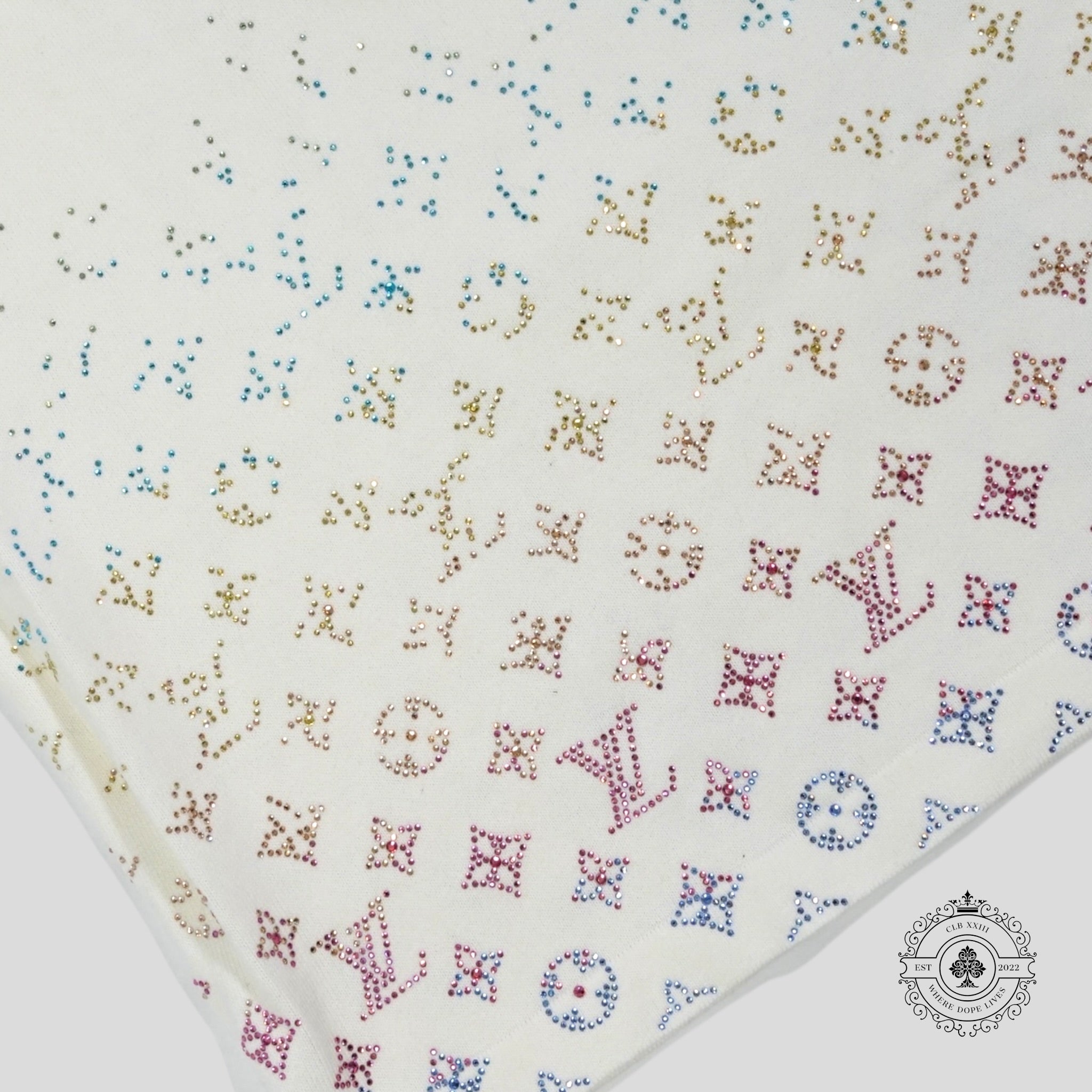 Louis Vuitton Rhinestone Monogram Degrade Tee in White