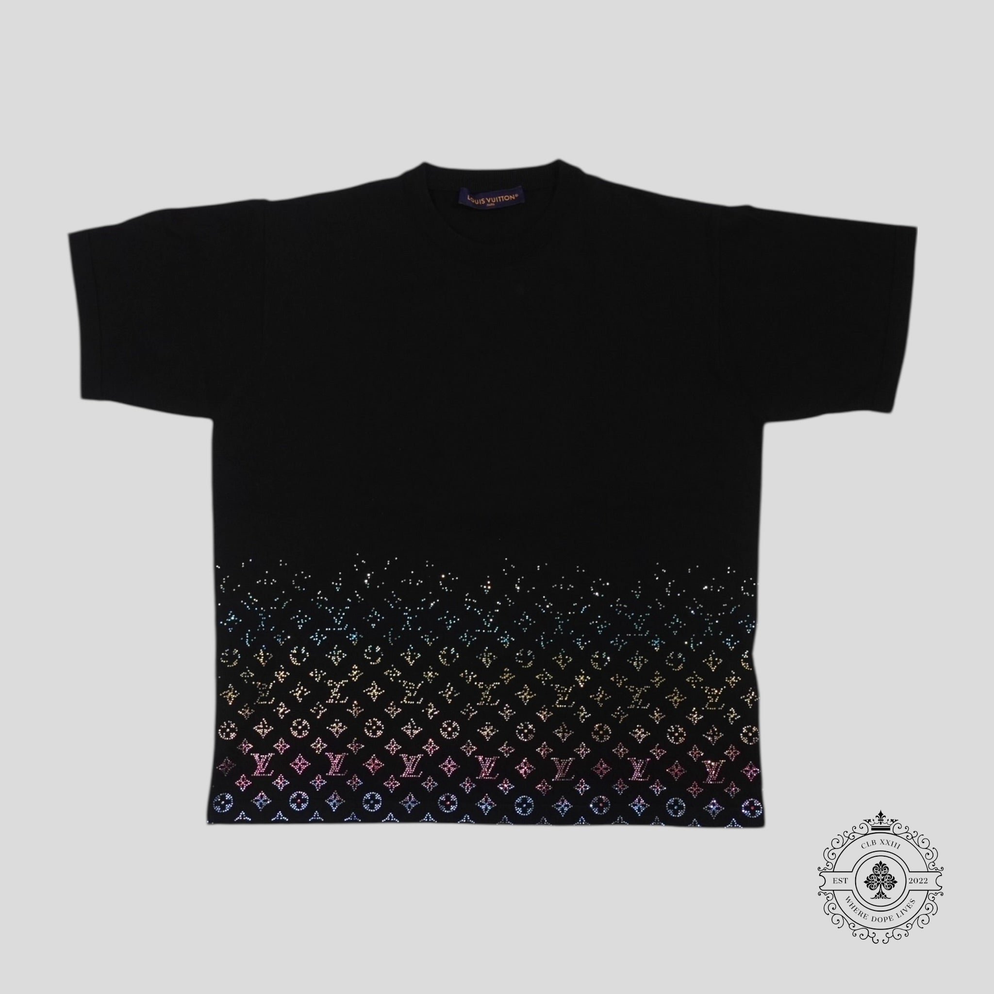 Louis Vuitton Rhinestone Monogram Degrade Tee in Black