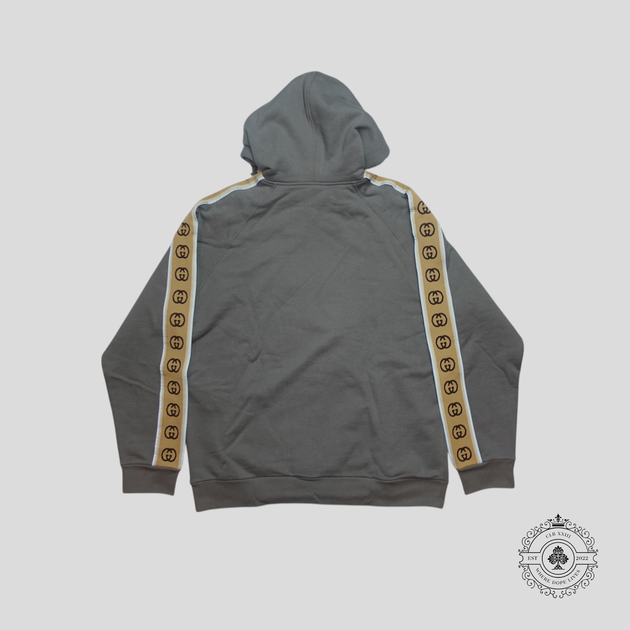 Gucci Interlocking G Embroidered Sleeves Hoodie in Grey