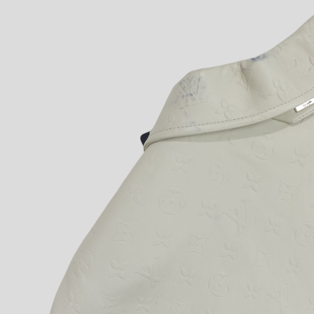 Louis Vuitton LVSE Debossed Monogram Mix Leather Jacket in White