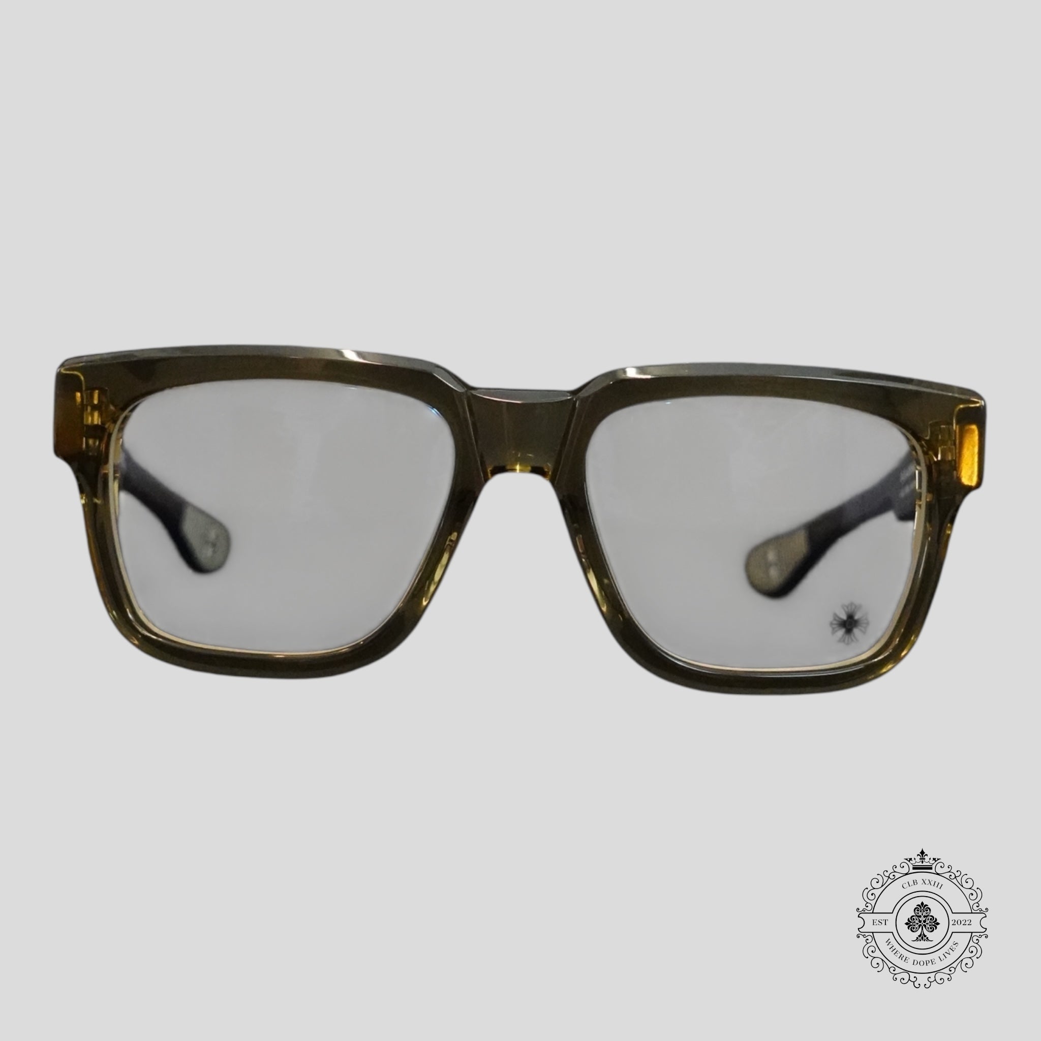 Chrome Hearts Box Officer Sunglasses in Clear Olive/Silver