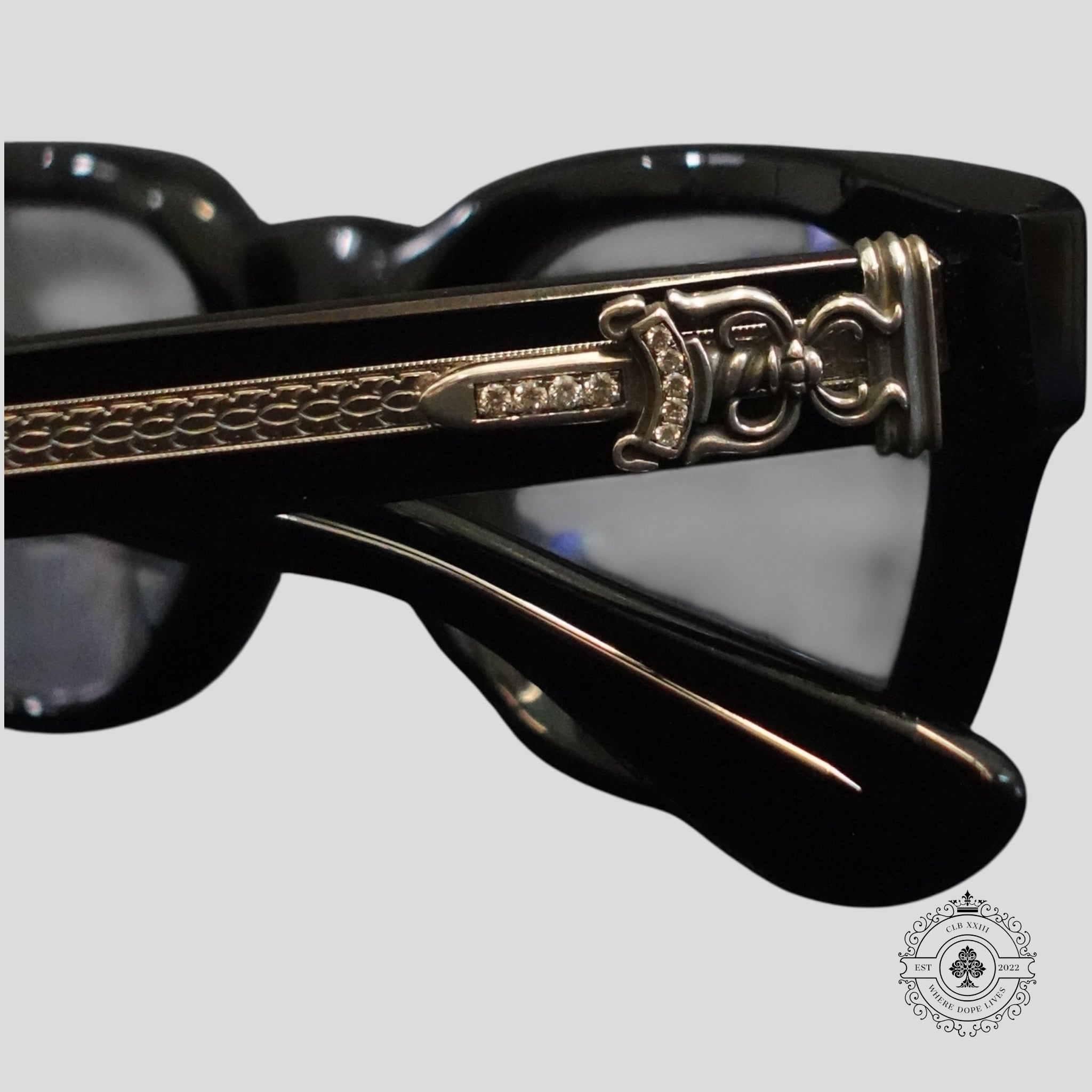 Chrome Hearts Diamond Embellished Cuntvoluted Glasses in Black/Silver
