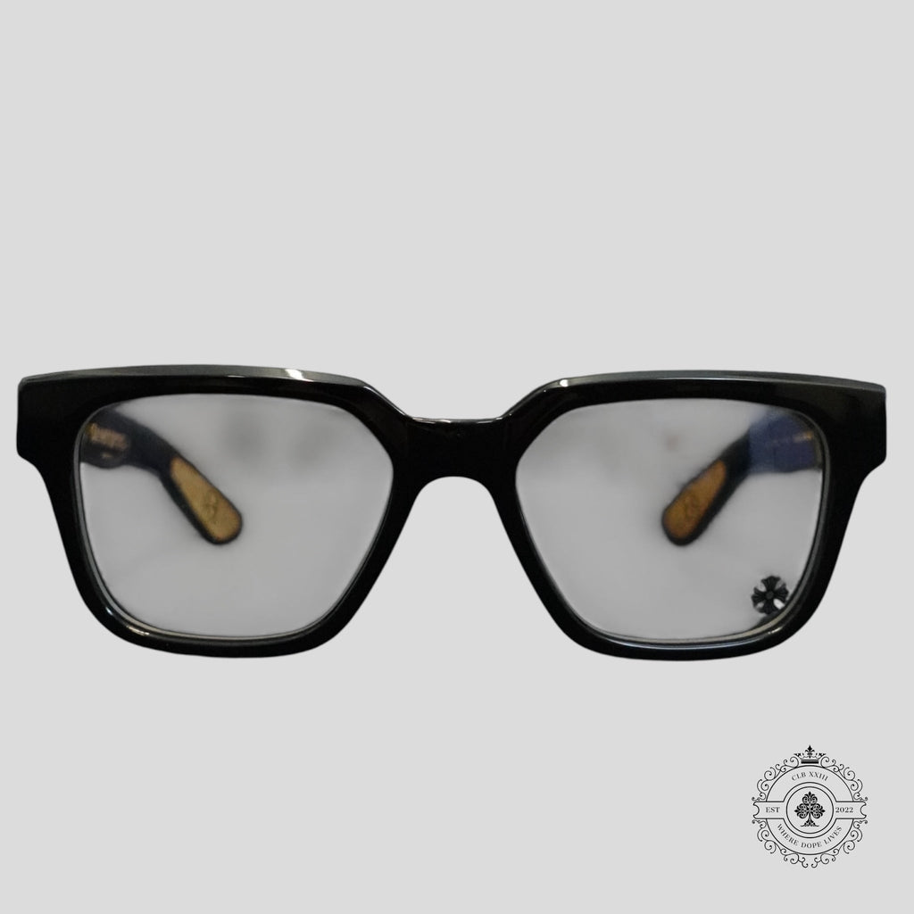 Chrome Hearts Diamond Embellished Vagillionaire II Glasses in Black/Gold
