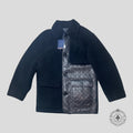 Louis Vuitton Shearling and Embossed Monogram Leather Business Coat in Black